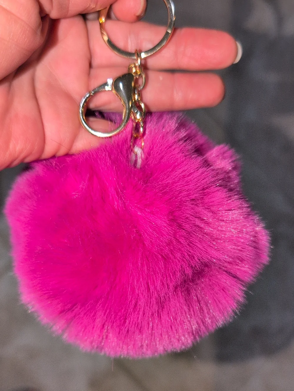 Fuchsia Pom Pom Keychain Bag Charm